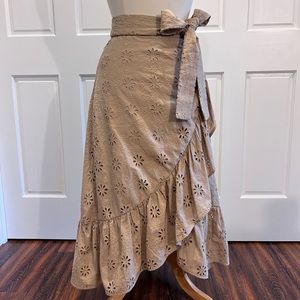 Ann Taylor maxi raffled wrap skirt 100% cotton